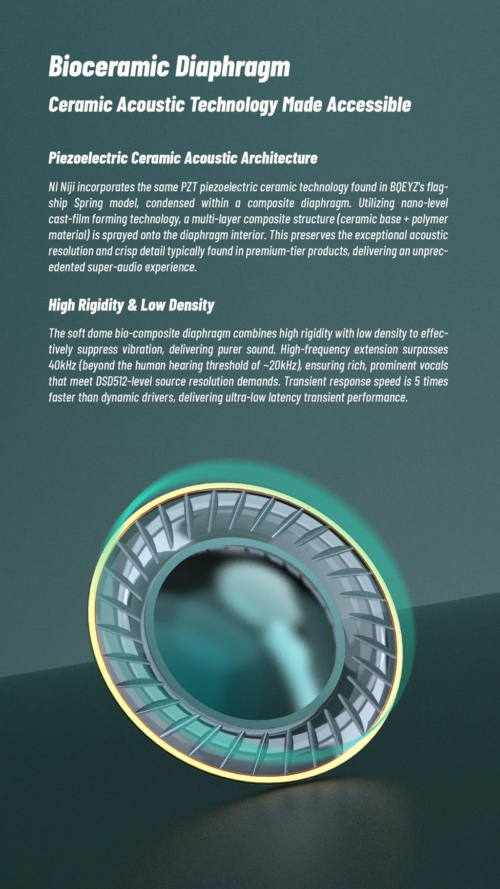 BQEYZ NI HiFi In-Ear Earphones – Dynamic Driver with Bio-Ceramic Diaphragm, Gaming Earbuds, Interchangeable 3.5mm/4.4mm Plugs