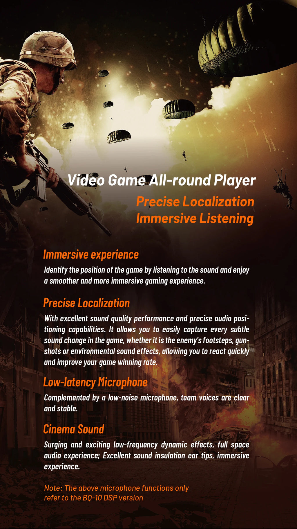 BQEYZ BQ10 12mm Dynamic Driver HiFi Wired IEM Gaming Earbuds 0.78mm Detachable Cable