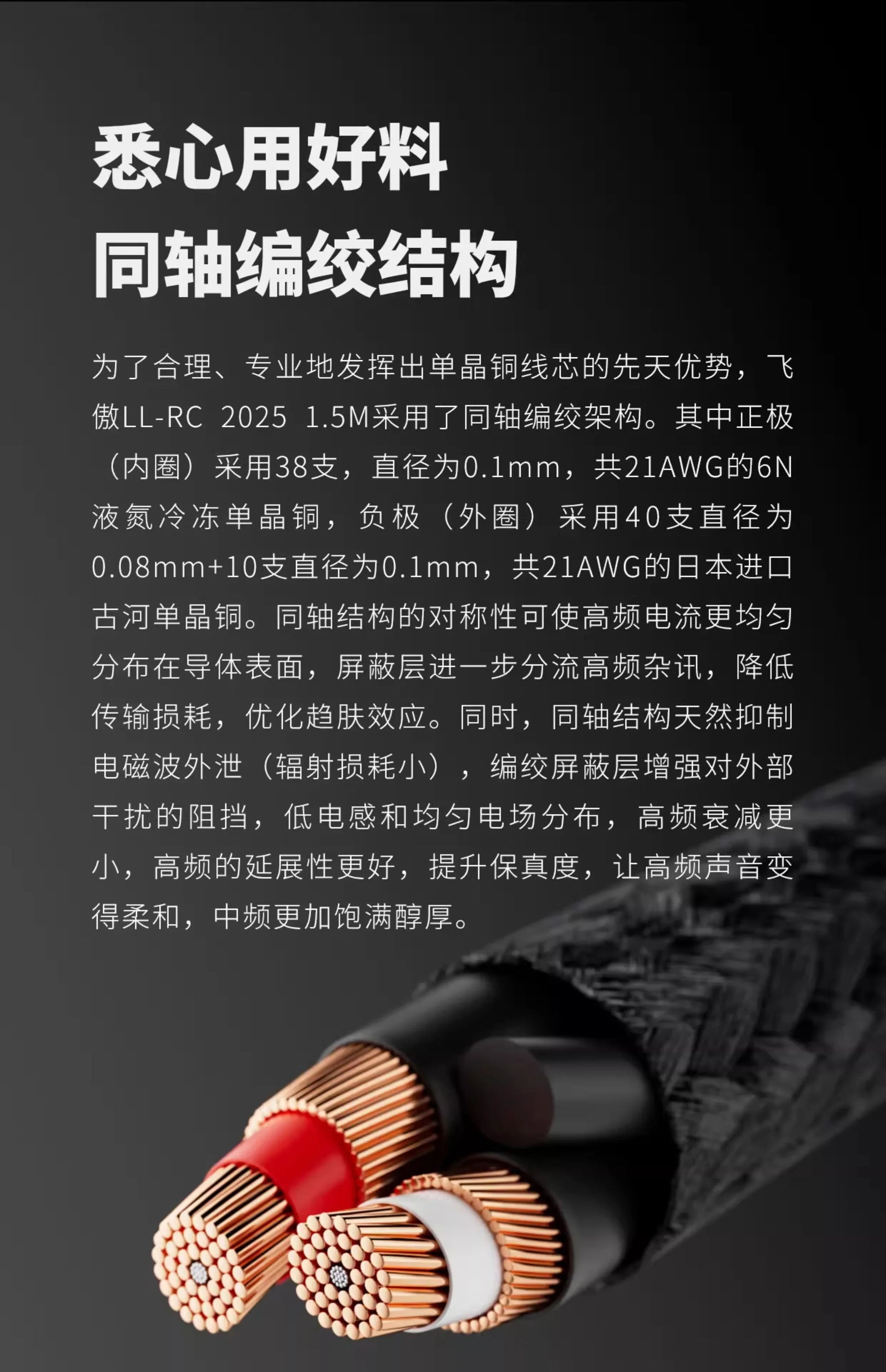 FiiO LL-RC 2025 Headphone Cable with Furukawa Monocrystalline Copper - 4.4mm Male to Dual 3.5mm Male - 1.5M